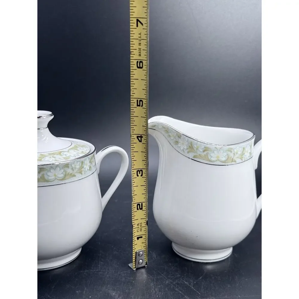 Sango Daisy Chain Cream And Sugar Floral Platinum Blue